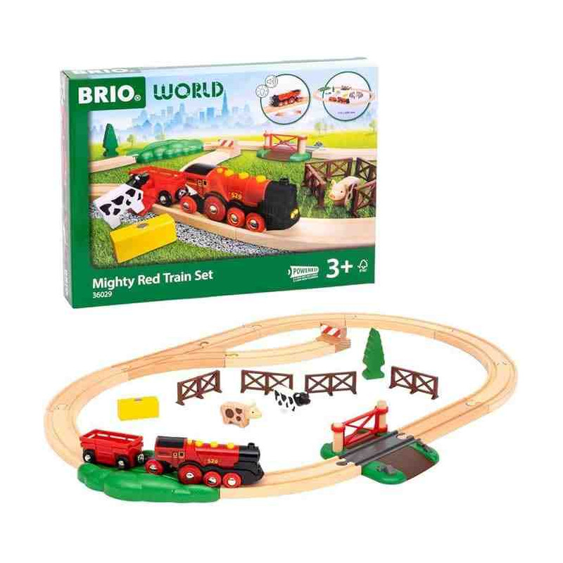 SET FERROVIARIO CON GRAN LOCOMOTORA ROJA BRIO